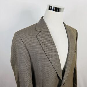 Jos A Bank 42R Sport Coat 100% Wool Gold Houndstooth Two Button Lined Vented